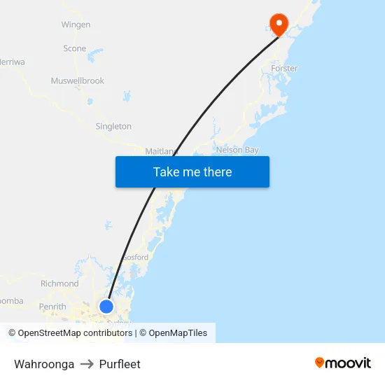 Wahroonga to Purfleet map