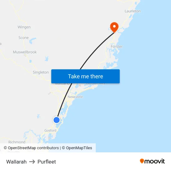 Wallarah to Purfleet map