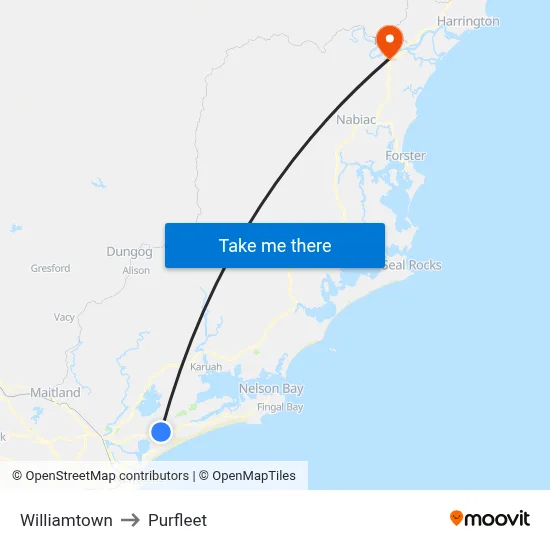 Williamtown to Purfleet map