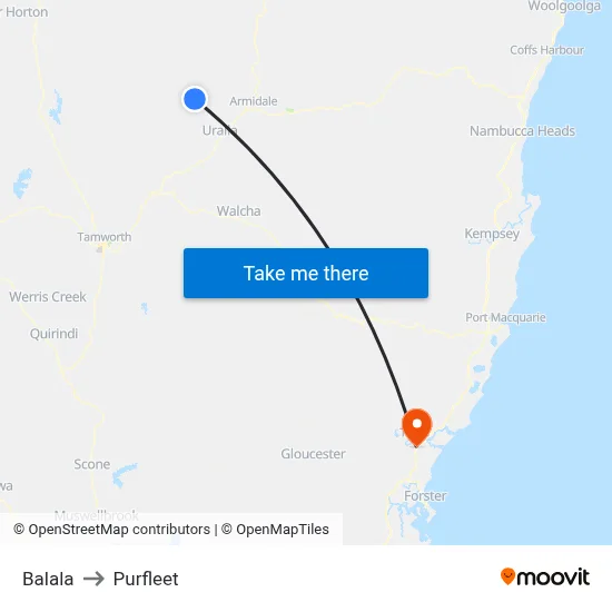Balala to Purfleet map