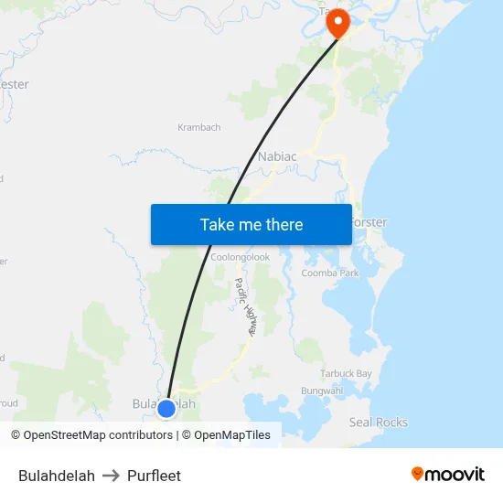 Bulahdelah to Purfleet map