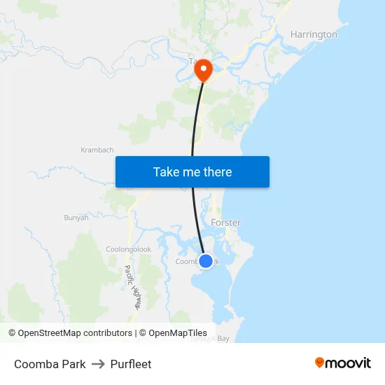 Coomba Park to Purfleet map