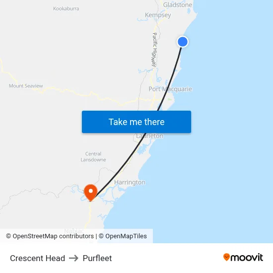 Crescent Head to Purfleet map
