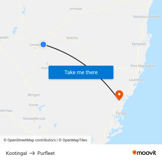 Kootingal to Purfleet map