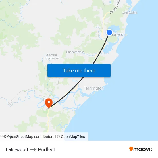 Lakewood to Purfleet map