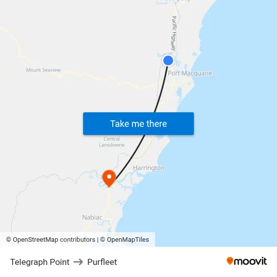 Telegraph Point to Purfleet map