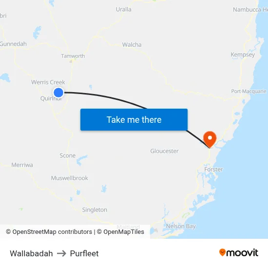 Wallabadah to Purfleet map