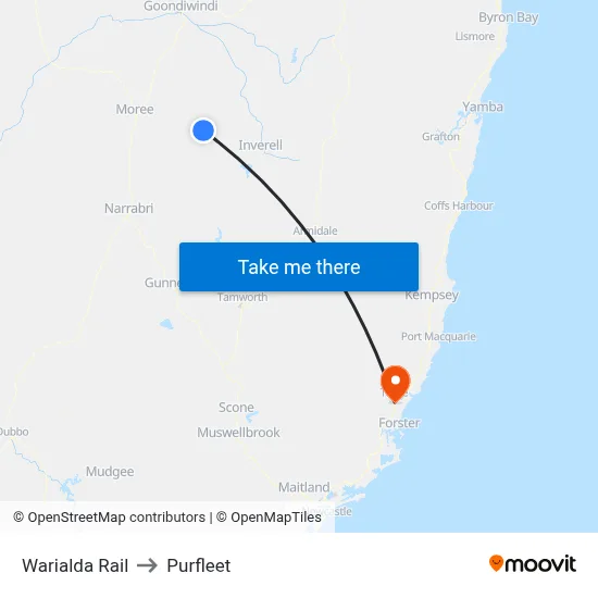 Warialda Rail to Purfleet map