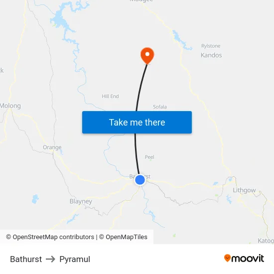 Bathurst to Pyramul map