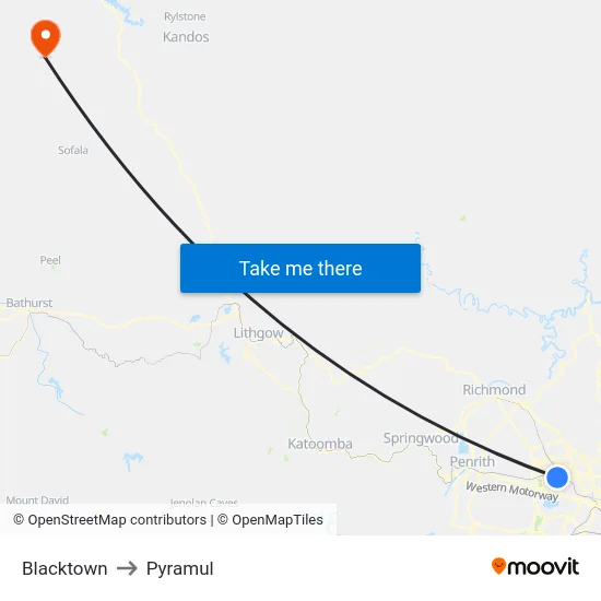 Blacktown to Pyramul map