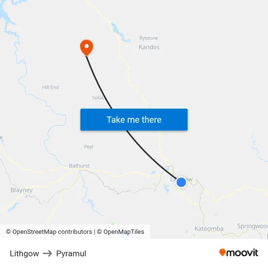 Lithgow to Pyramul map