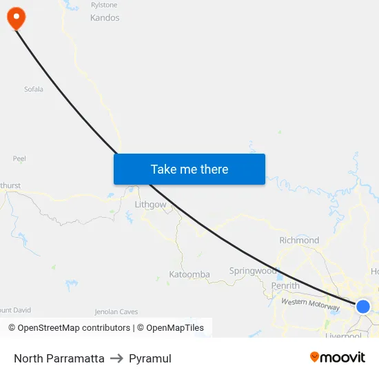 North Parramatta to Pyramul map