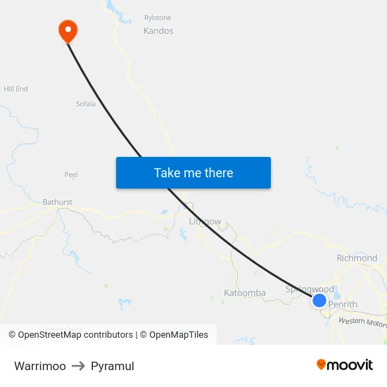 Warrimoo to Pyramul map