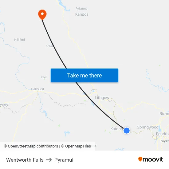 Wentworth Falls to Pyramul map