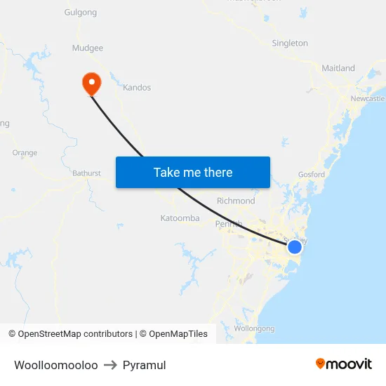Woolloomooloo to Pyramul map