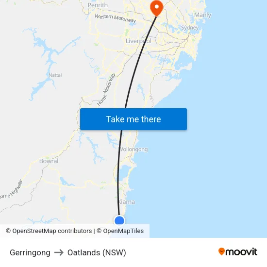 Gerringong to Oatlands (NSW) map
