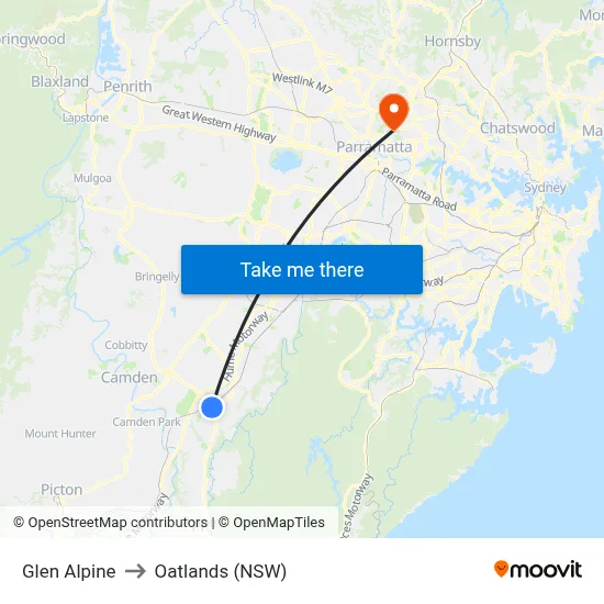 Glen Alpine to Oatlands (NSW) map