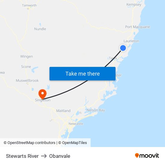 Stewarts River to Obanvale map