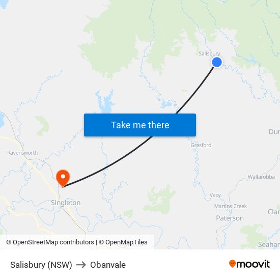 Salisbury (NSW) to Obanvale map