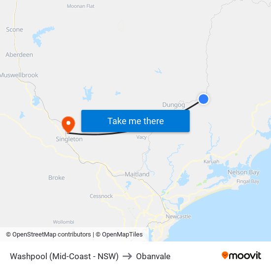 Washpool (Mid-Coast - NSW) to Obanvale map