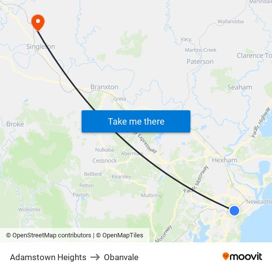 Adamstown Heights to Obanvale map