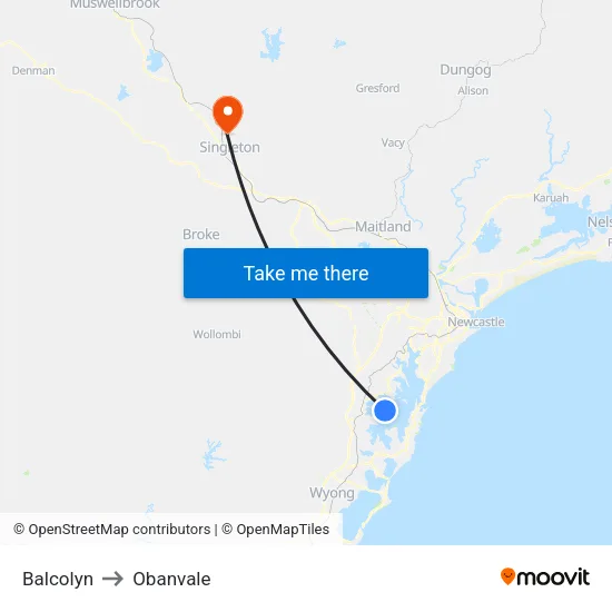 Balcolyn to Obanvale map