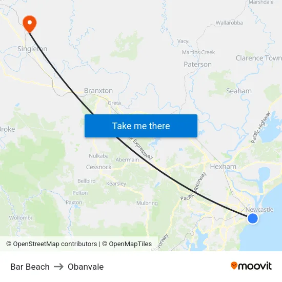 Bar Beach to Obanvale with public transportation