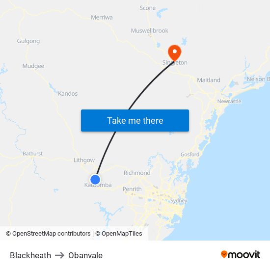 Blackheath to Obanvale map