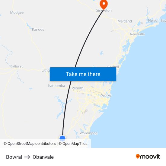 Bowral to Obanvale map