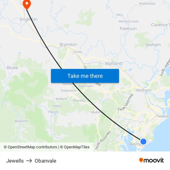 Jewells to Obanvale map