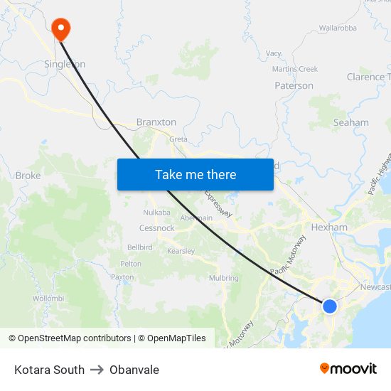 Kotara South to Obanvale map