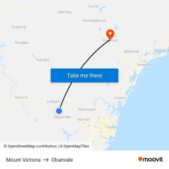 Mount Victoria to Obanvale map