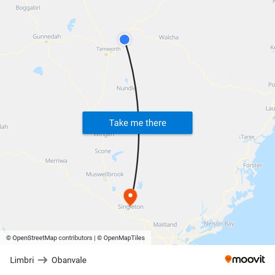 Limbri to Obanvale map