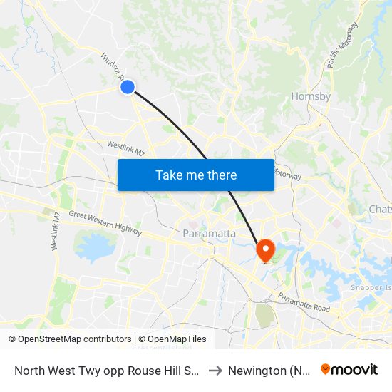 North West Twy opp Rouse Hill Station to Newington (NSW) map