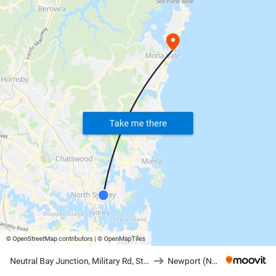 Neutral Bay Junction, Military Rd, Stand E to Newport (NSW) map