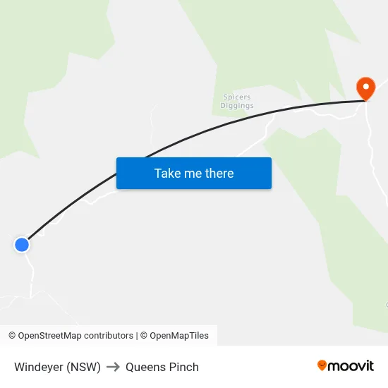 Windeyer (NSW) to Queens Pinch map