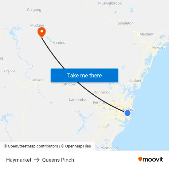 Haymarket to Queens Pinch map
