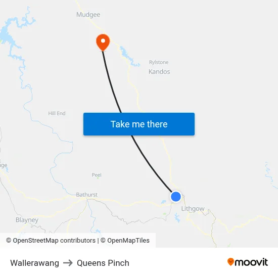 Wallerawang to Queens Pinch map