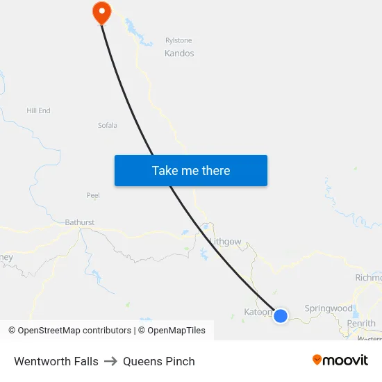 Wentworth Falls to Queens Pinch map