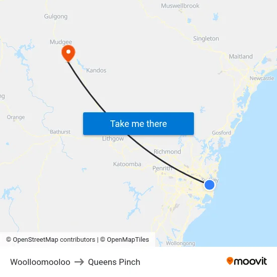 Woolloomooloo to Queens Pinch map