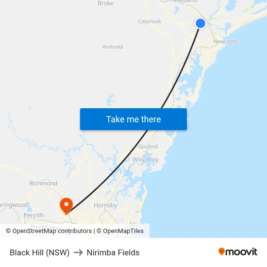Black Hill (NSW) to Nirimba Fields map