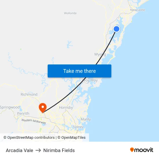 Arcadia Vale to Nirimba Fields map