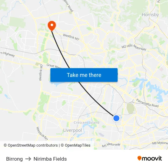 Birrong to Nirimba Fields map