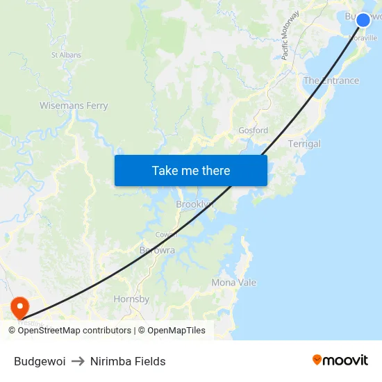 Budgewoi to Nirimba Fields map