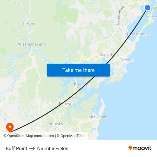 Buff Point to Nirimba Fields map