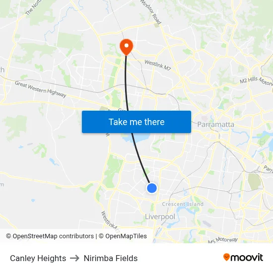 Canley Heights to Nirimba Fields map