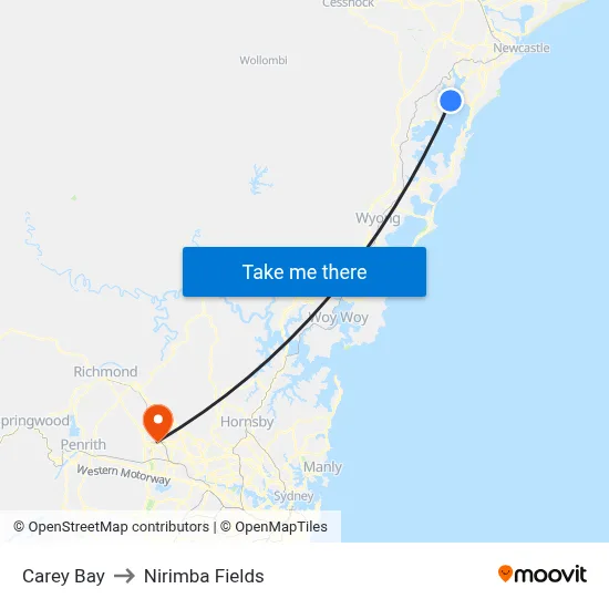 Carey Bay to Nirimba Fields map