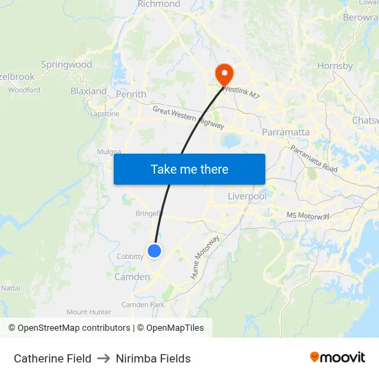 Catherine Field to Nirimba Fields map