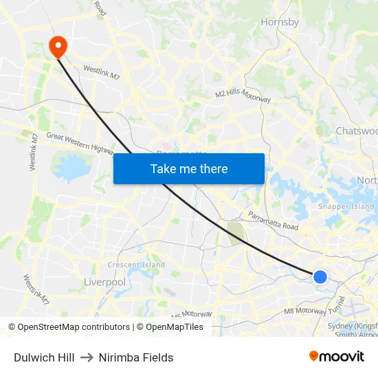 Dulwich Hill to Nirimba Fields map