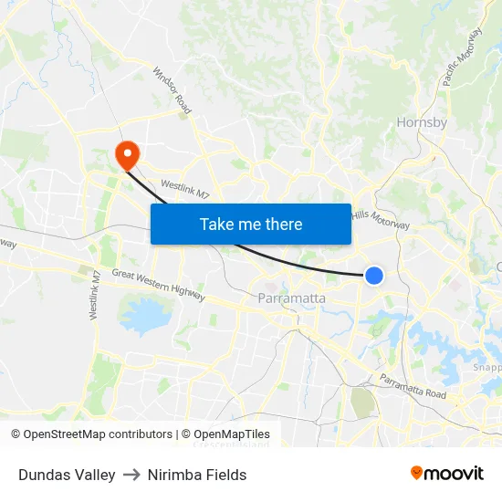 Dundas Valley to Nirimba Fields map